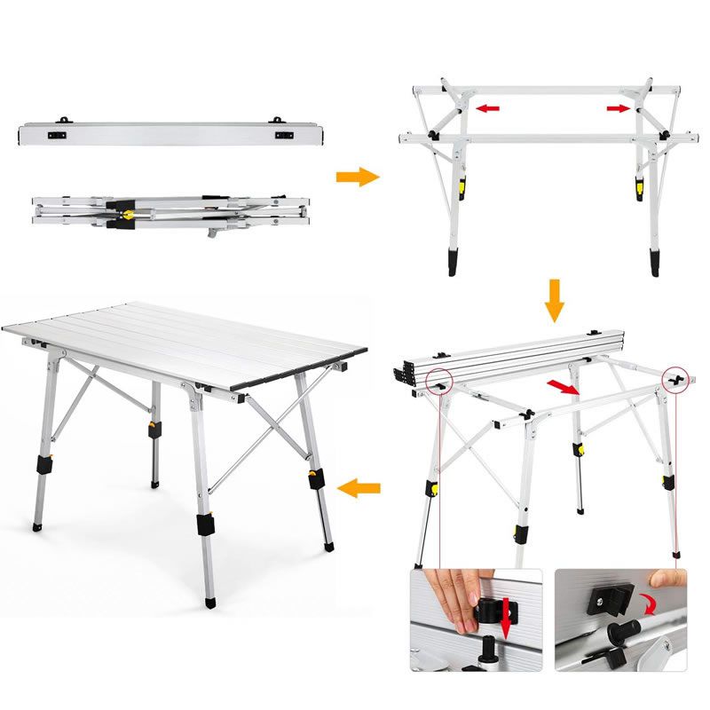 Folding Table Aluminium-Alloy Outdoor Camping for 90--53cm Waterproof