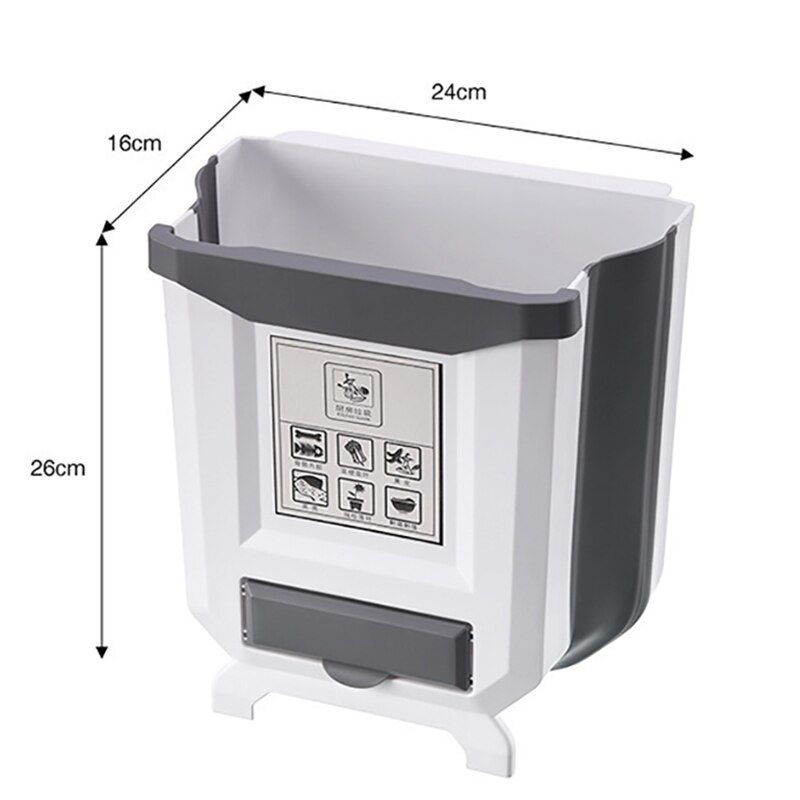 Folding Trash Can Wall-Mounted Cabinet Door Garbage Bin Car Waste Storage Dustbin Toilet Kitchen Garbage Bag Storage Box