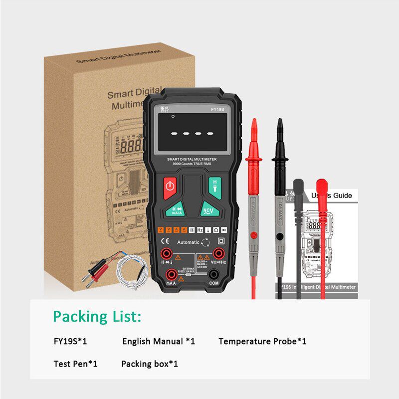 FY19S 9999 Counts Digital Multimeter High Precision Digital Multimetro NCV Smart Auto Ranging AC/DC  Multi Tester