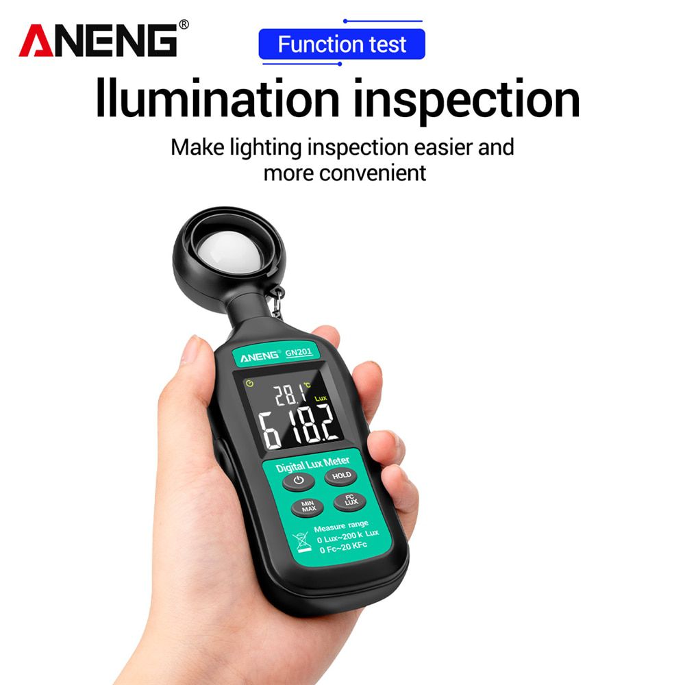 GN201 Luxmeter Digital Light Meter 200K Lux Meter Photometer UV Meter UV Radiometer Handheld Illuminometer Photometer