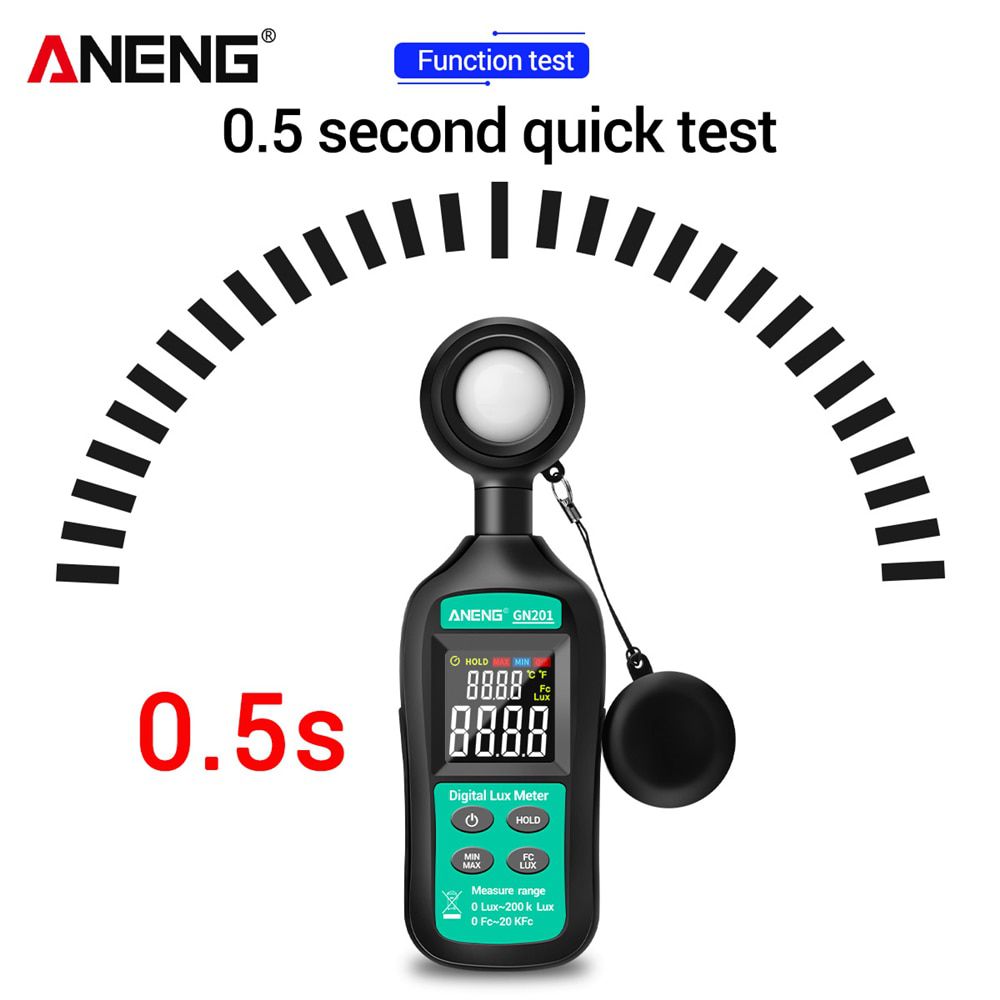 GN201 Luxmeter Digital Light Meter 200K Lux Meter Photometer UV Meter UV Radiometer Handheld Illuminometer Photometer