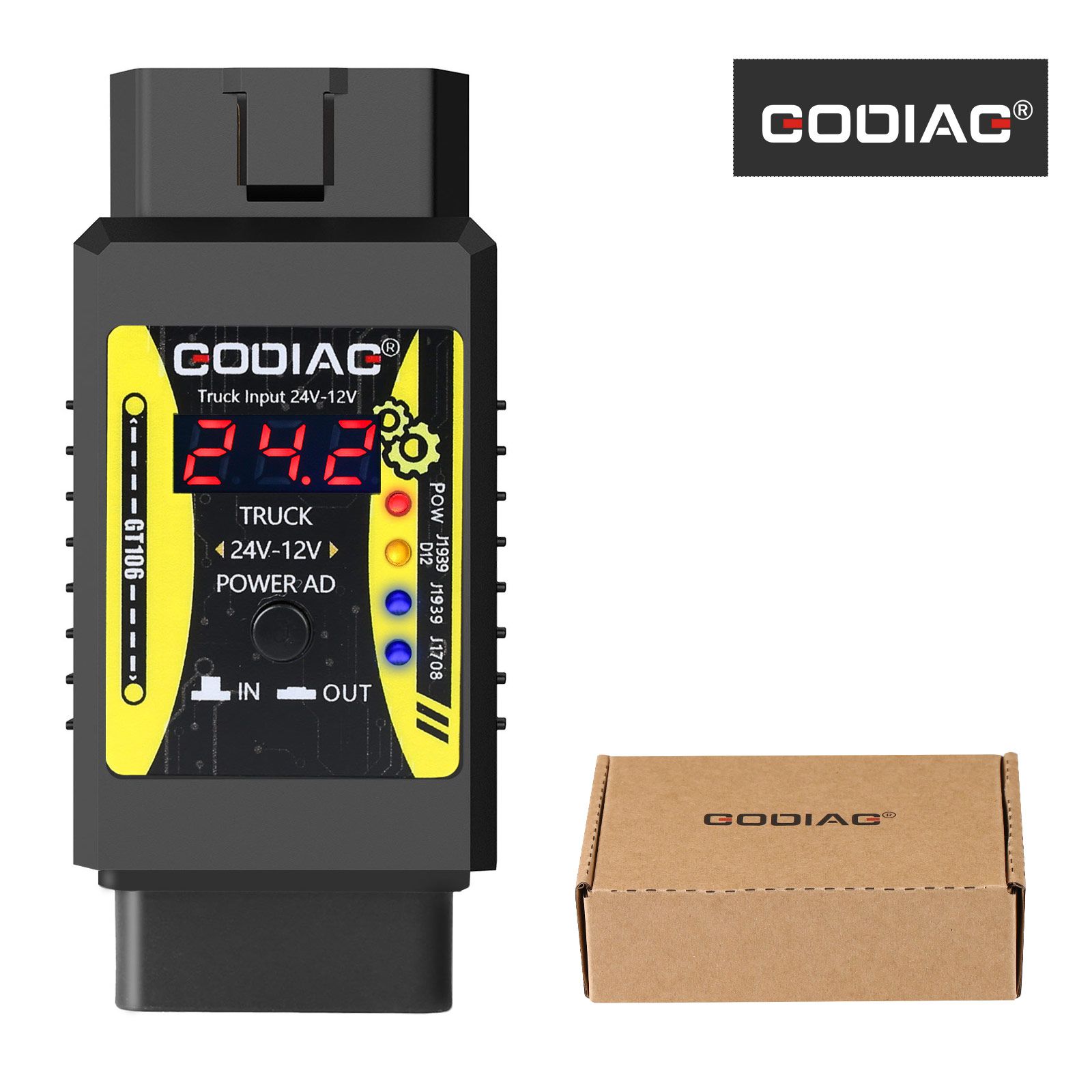 2023 GODIAG GT106 24V to 12V Heavy Duty Truck Adapter for X431 Easydiag/ Golo/ M-DIAG/ IDIAG/ ThinkCar/ ICarScan/ Diagun/ GOLO/ DBScar II