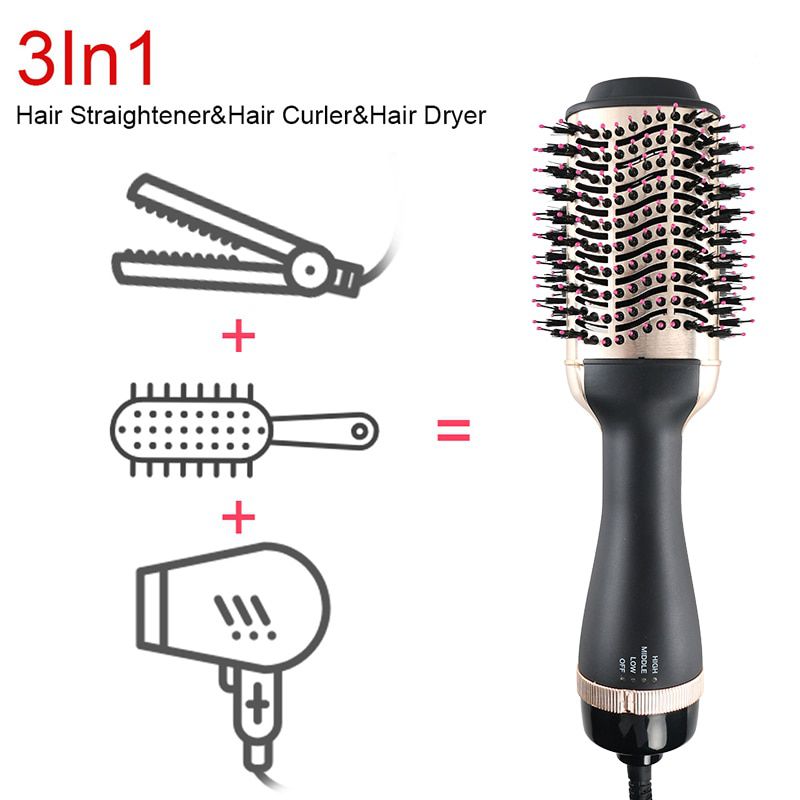 Professional Gold One Step Hair Dryer Brush Multifunctional Hair Styling Tools Hair Strightner And Curler Blowout Dryer