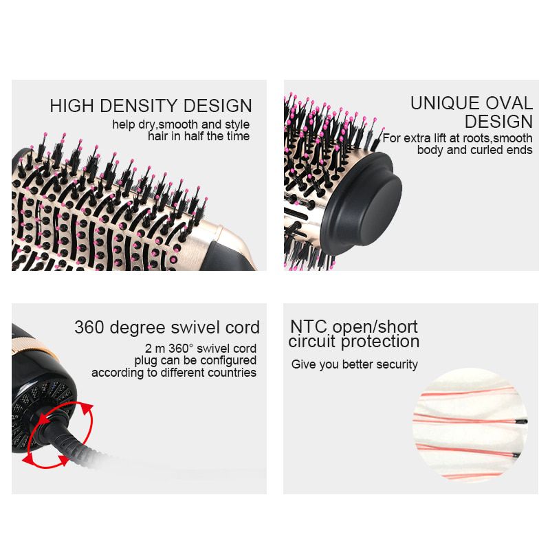 Professional Gold One Step Hair Dryer Brush Multifunctional Hair Styling Tools Hair Strightner And Curler Blowout Dryer