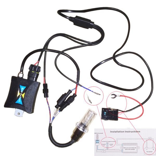 H1 H4 H6 H7 6000K 35W Motorcycle Bike HID Hi/Low Beam Bi-xenon Kit+Slim Ballast