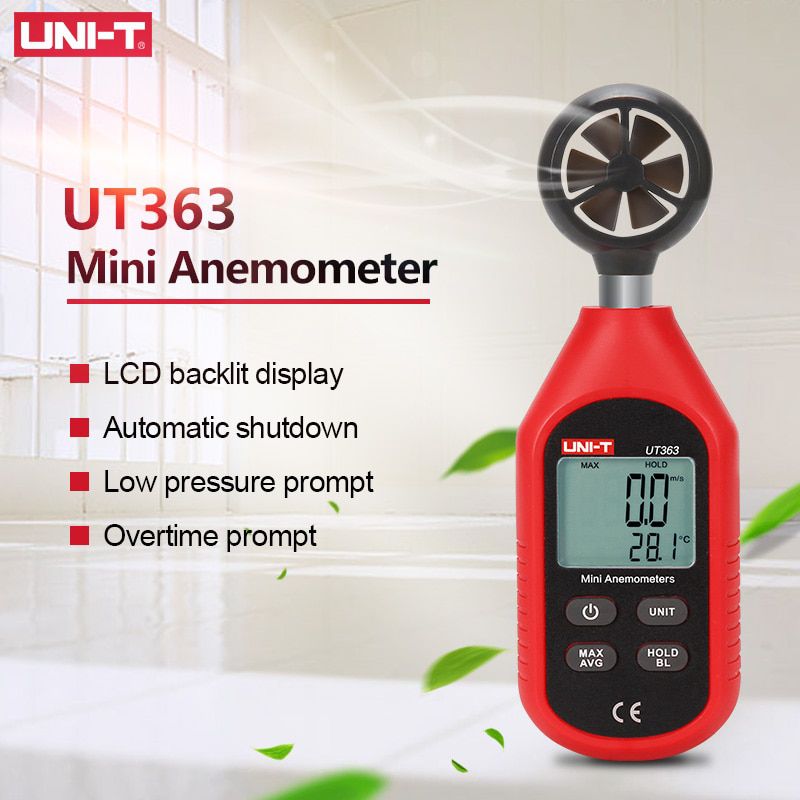 UNI-T UT363 Handheld Anemometer Digital Wind Speed Measurement Temperature Tester LCD Display Air Flow Speed Wind Meter