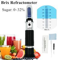 Handheld Brix Refractometer 0~32% Optical Sugar Food Beverages ATC Content Meter Tool Test