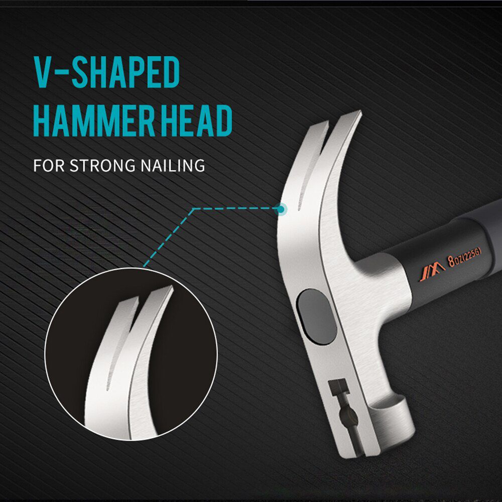 Heavy-Duty Claw Hammer Woodworking Nail Puller Multifunctional Anti-Skid Shockproof Steel Percussion Hammer Hand Tool