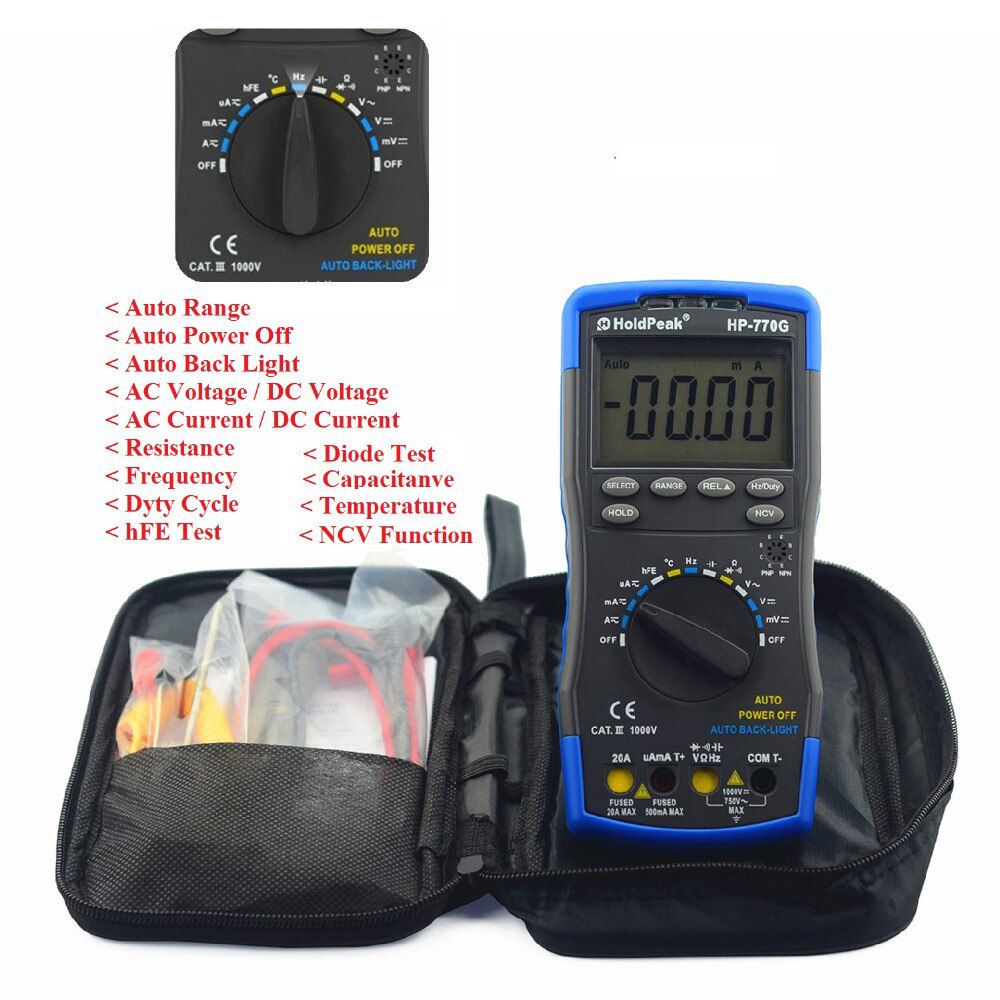 HP-770G Digital Multimeter DMM DC AC Voltage Temperature ,for Resistance/ Capacitance/ Frequency/ Temperature/ Duty Cycle Test