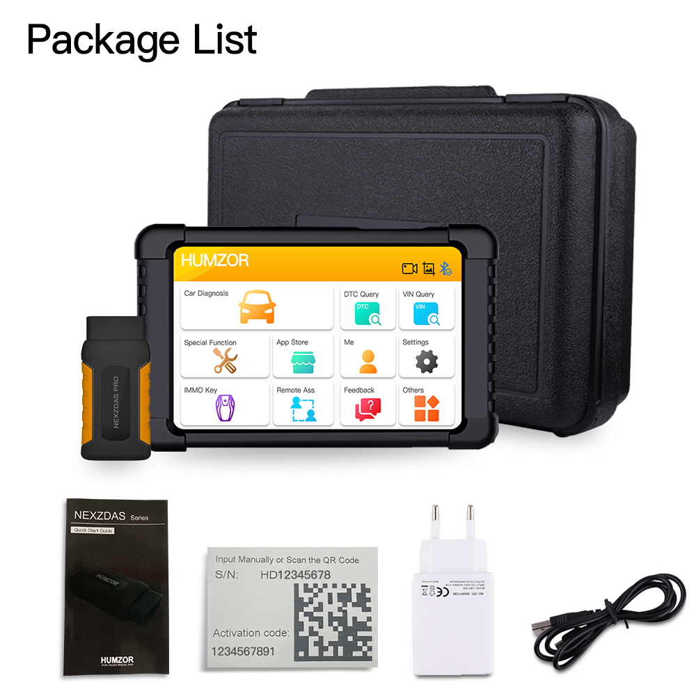 Humzor NexzDAS Pro Bluetooth 10inch Tablet Full System Auto Diagnostic Tool Professional OBD2 Scanner with IMMO/ABS/EPB/SAS/DPF/Oil Reset