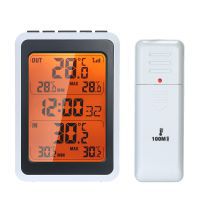 Indoor Outdoor Wireless Thermometer Digital Room Temperature Monitor with Time Alarm Clock Backlight with 328ft Remote Sensor