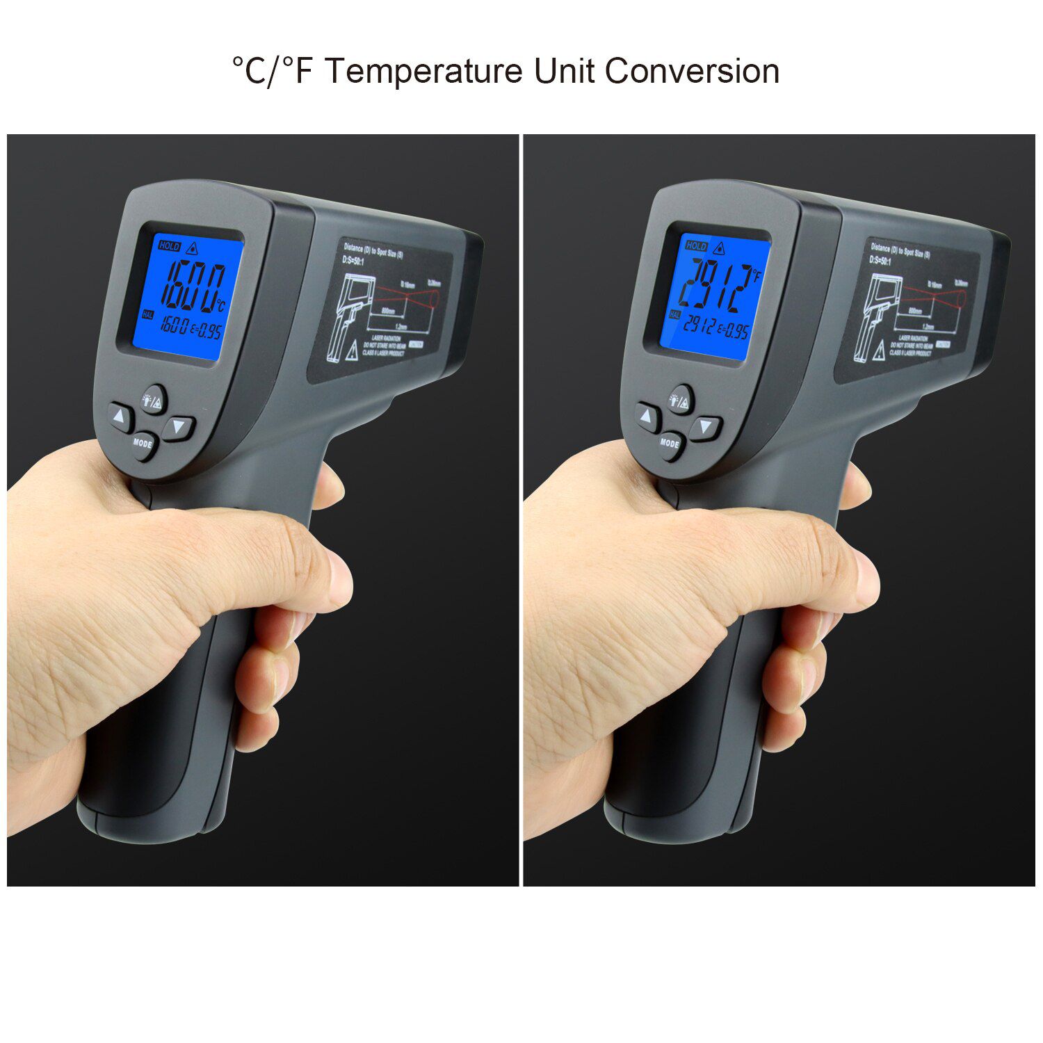 Infrared Thermometer Professional 50:1 Dual Laser Multifuncion Function Digital Industry High Temperature Measuring Gun