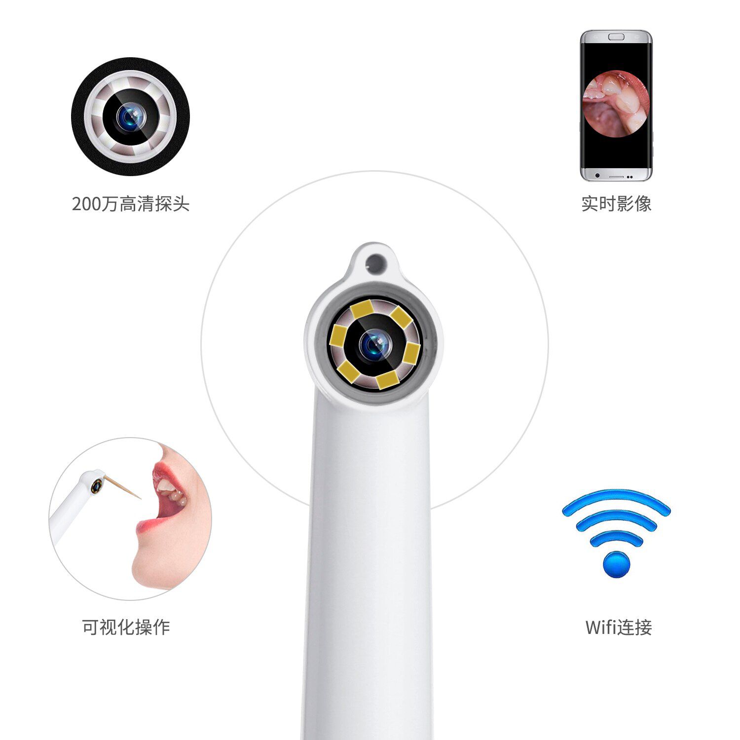 Wireless WiFi USB Intra Oral Dental Camera Intraoral 1080p Industrial Endoscope Inspection for Dentist  fotografica odontologia