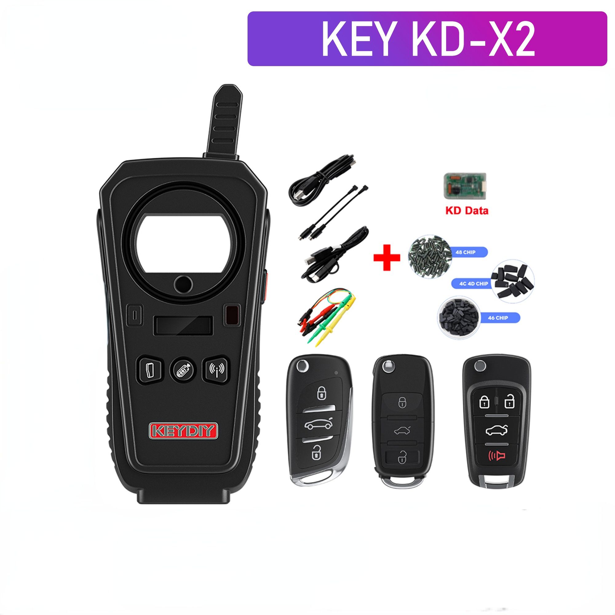 KD X2 Remote Maker Unlocker and Generator-Transponder Clone with 96bit 48 Transponder Copy No Token + KD Data Collector