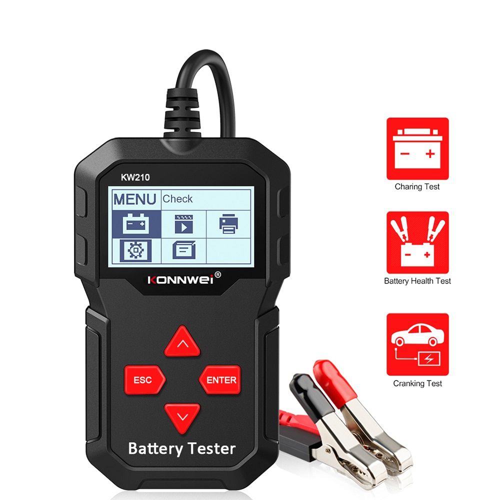 KONNWEI KW210 Automatic Smart 12V Car Battery Tester Auto Battery Analyzer 100 to 2000CCA Cranking Car Battery Tester