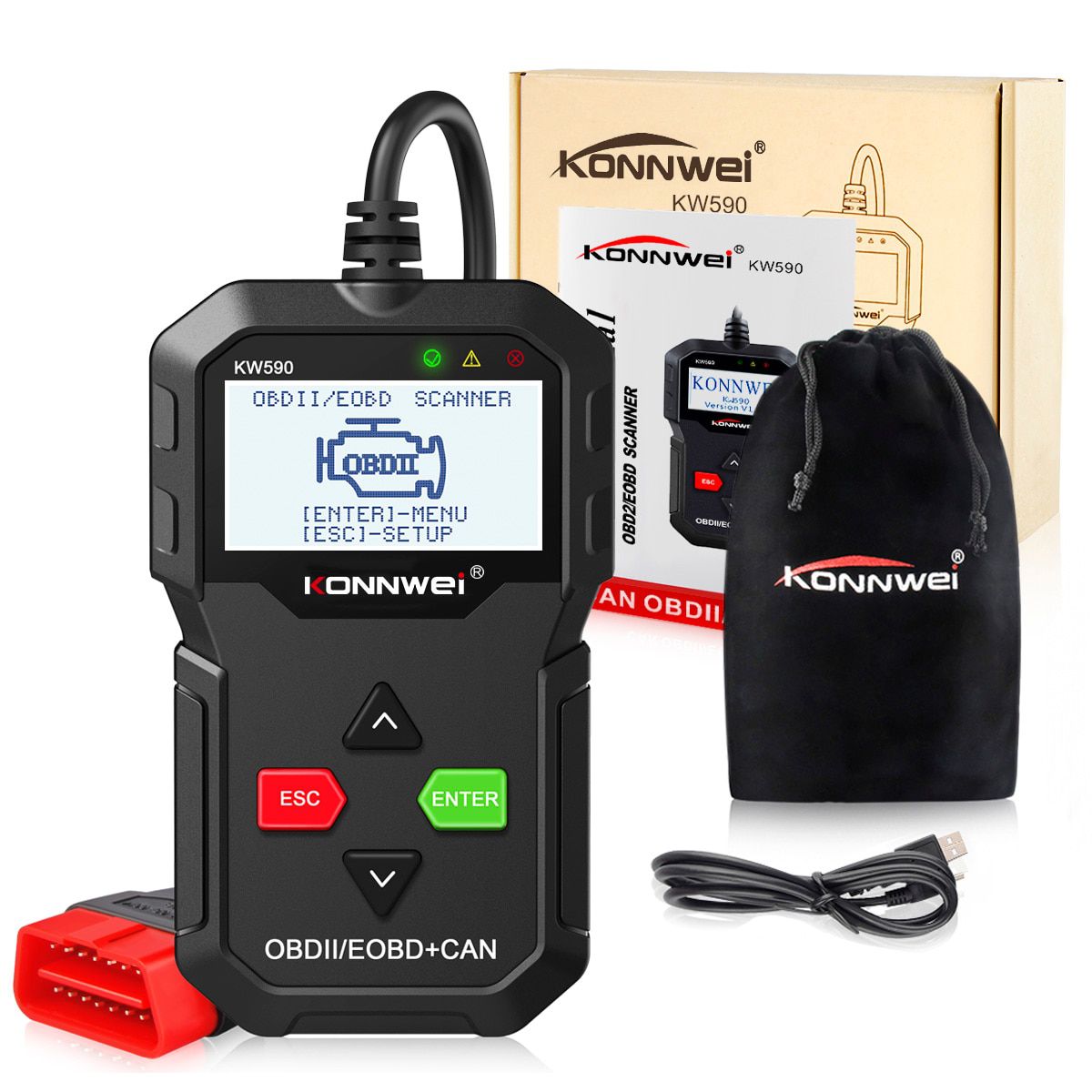 New OBD Diagnostic Tool KONNWEI KW590 Car Code Reader automotive OBD2 Scanner Support Multi-Brands Cars&languages