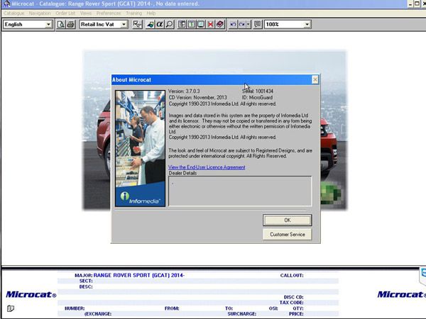New and Latest Microcat Electronic Parts Selling System 2013.07 for Land Rover