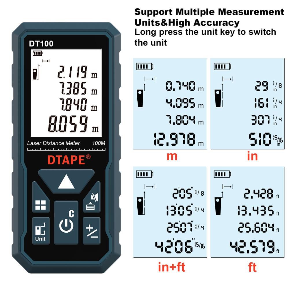 Laser Rangefinder 50M 80M 100M 120M Laser Ruler Accurate Portable Digital Display Test Tool