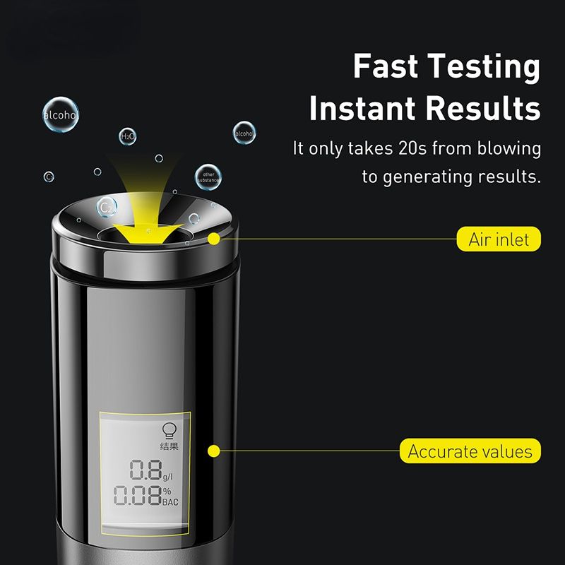 LCD Digital Alcohol Tester Alcohol Detector USB Rechargeable Breathalyzer Highly Sensitive Sensor Blowing Tester