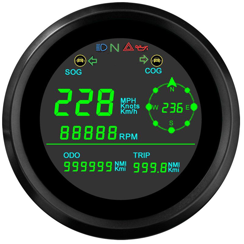 New 85mm LCD GPS Speedometer With Tachometer Speed Gauge Tacho Meter OverSpeed Alarm RPM For Motorcycle Truck Car 12V/24V