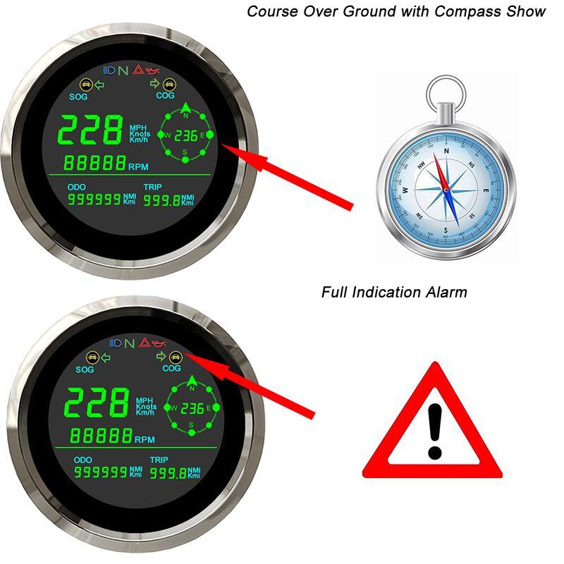 New 85mm LCD GPS Speedometer With Tachometer Speed Gauge Tacho Meter OverSpeed Alarm RPM For Motorcycle Truck Car 12V/24V