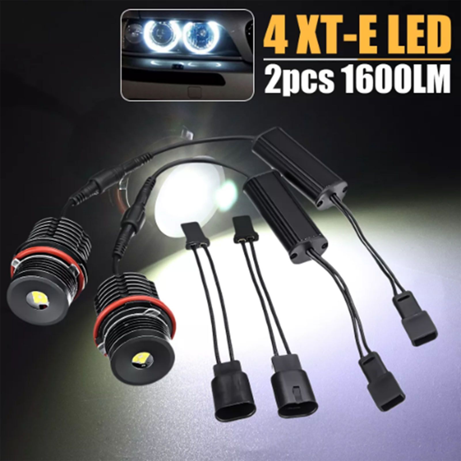 New 80W 1pair LED Angel Eyes Marker Lights LED Angel Eyes Halo Ring Marker Light Bulb Replacement for BMW X5 E39 E53 E60 E63