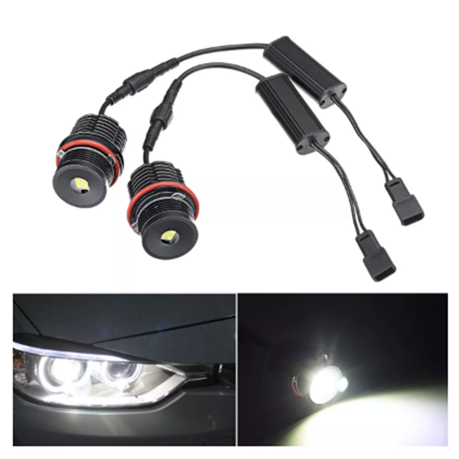 New 80W 1pair LED Angel Eyes Marker Lights LED Angel Eyes Halo Ring Marker Light Bulb Replacement for BMW X5 E39 E53 E60 E63