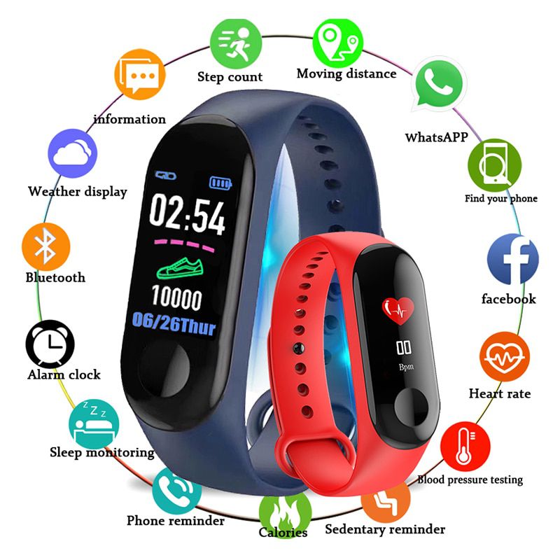 M3 Bluetooth Watch Wristband Fitness Tracker M3 Smart Bracelet Pedometer Heart Rate Blood Pressure Health Waterproof Smart Watch