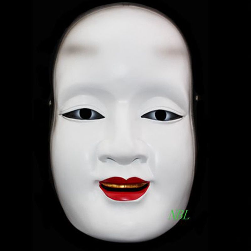 Japanese Noh Shite Dance Drama White Mask Halloween Japan Noh Drama Sun Cilang Resin Masks Full Face Masquerade Party Cosplay