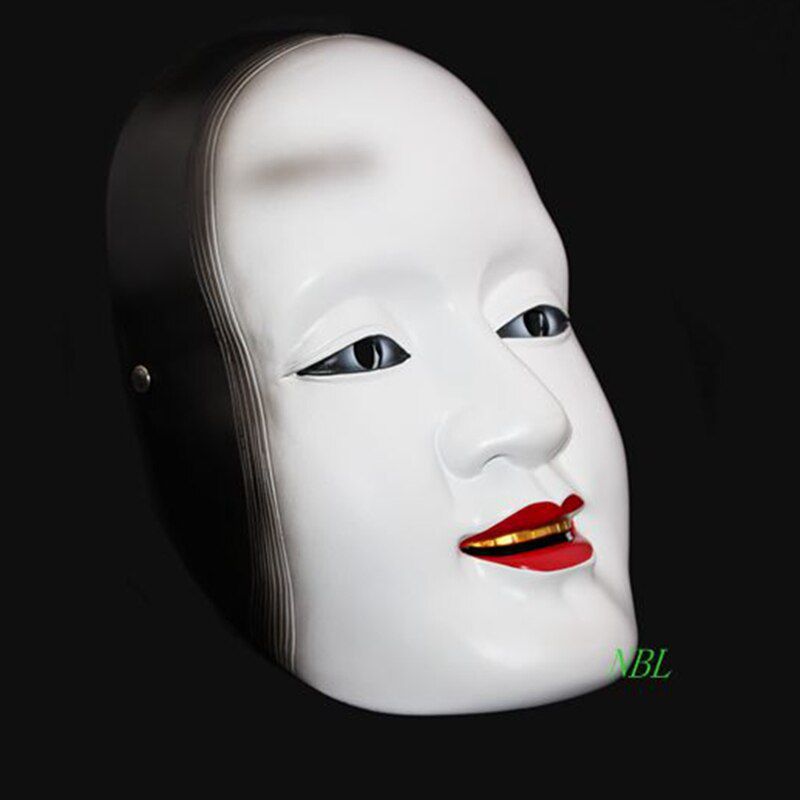 Japanese Noh Shite Dance Drama White Mask Halloween Japan Noh Drama Sun Cilang Resin Masks Full Face Masquerade Party Cosplay