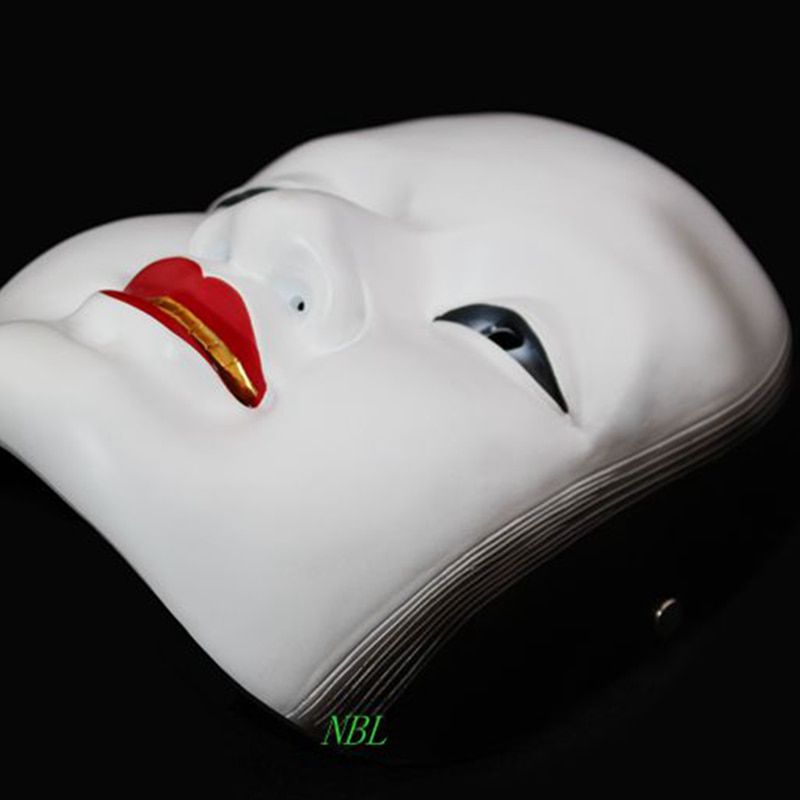 Japanese Noh Shite Dance Drama White Mask Halloween Japan Noh Drama Sun Cilang Resin Masks Full Face Masquerade Party Cosplay