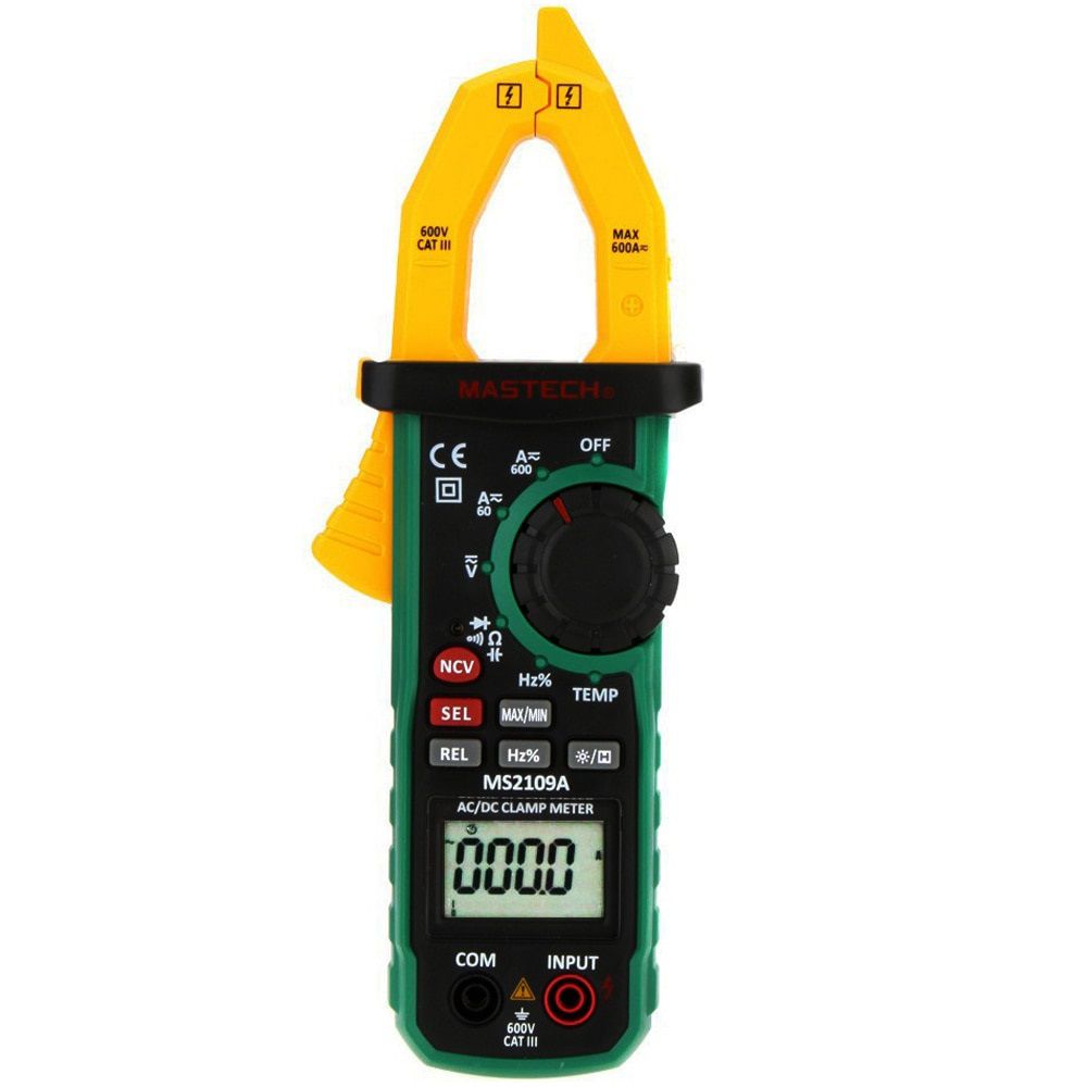 Mastech MS2109A Auto Range Digital AC DC Current Clamp Meter Multimeter HZ Temp Capacitance Tester with NCV Detector