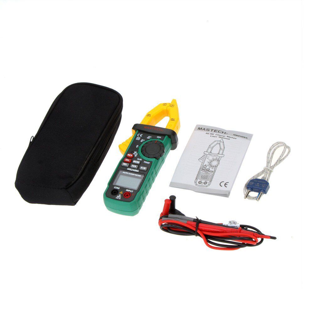 Mastech MS2109A Auto Range Digital AC DC Current Clamp Meter Multimeter HZ Temp Capacitance Tester with NCV Detector