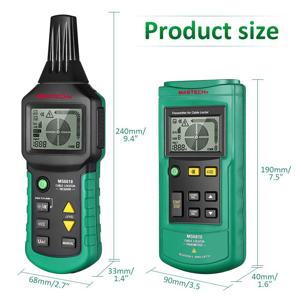 MS6818 Portable Professional Wire Cable Tracker Metal Pipe Locator Detector Tester Line Tracker Voltage12~400V