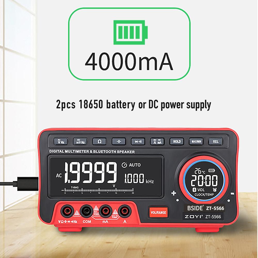 Mini Desktop Multimeter ZT-5566 Dual Screen EBTN 19999 Display Multimetro + Wireless Speaker Voltage Current Cap Hz Tester