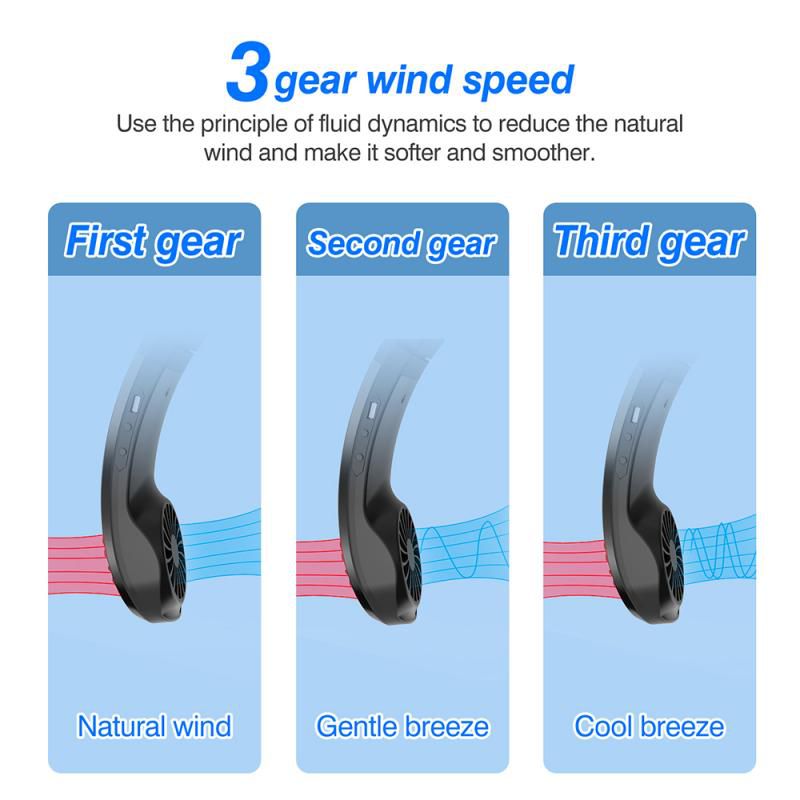 Mini Neck Fan Portable Bladeless USB Rechargeable Mute Sports Fans For Outdoor Portable Fan Hanging Neck Air Cooler IN STOCK