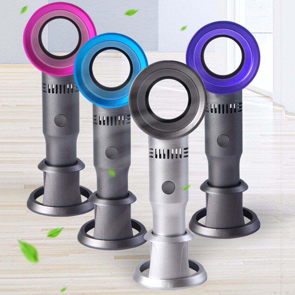 Mini Portable Bladeless Fan Cordless Usb Charging Handheld Cooling Fan Cooler 3 Speed Level Summer Leafless Desktop Fan