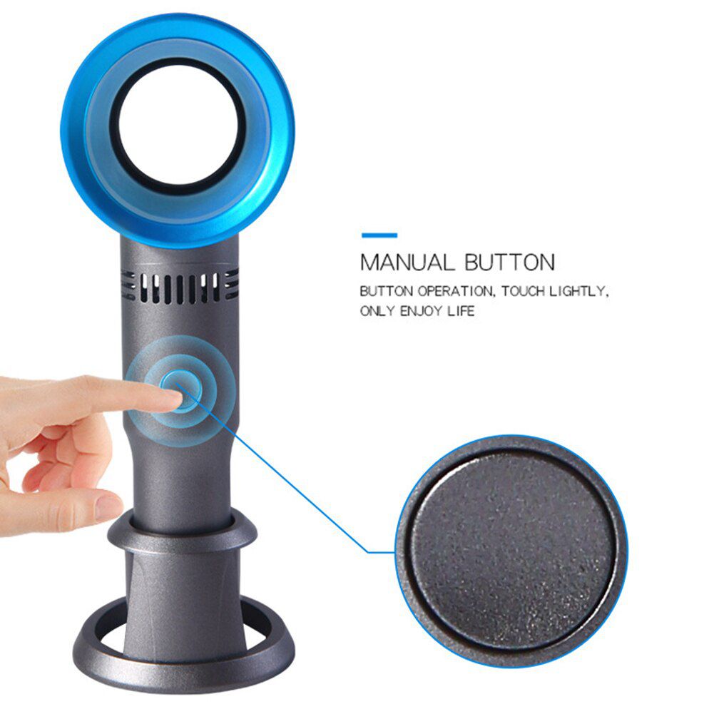 Mini Portable Bladeless Fan Cordless Usb Charging Handheld Cooling Fan Cooler 3 Speed Level Summer Leafless Desktop Fan