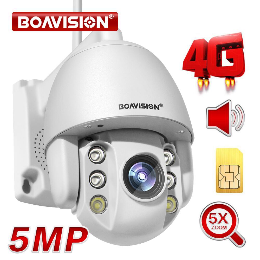 5MP 2MP SIM Card 3G 4G Wireless Mini PTZ Dome Camera  AI human Auto Tracking Outdoor 5X Zoom Two Way Audio CCTV Security Camera