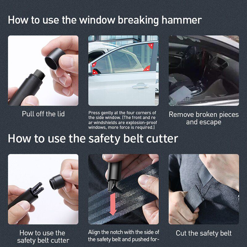 Mini Seat Safety Hammer Auto Glass Car Window Breaker Life-Saving Escape Hammer Tool Glass Crusher Belt Cutting Knife