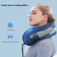 Mini Travel Neck Massage Cooling Pillow Air Cooled Inflatable USB Rechargeable Car Cool Fan Portable Icy Neck Protection Pillow