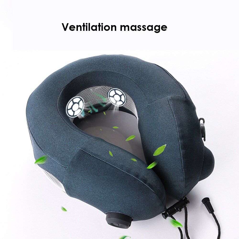 Mini Travel Neck Massage Cooling Pillow Air Cooled Inflatable USB Rechargeable Car Cool Fan Portable Icy Neck Protection Pillow