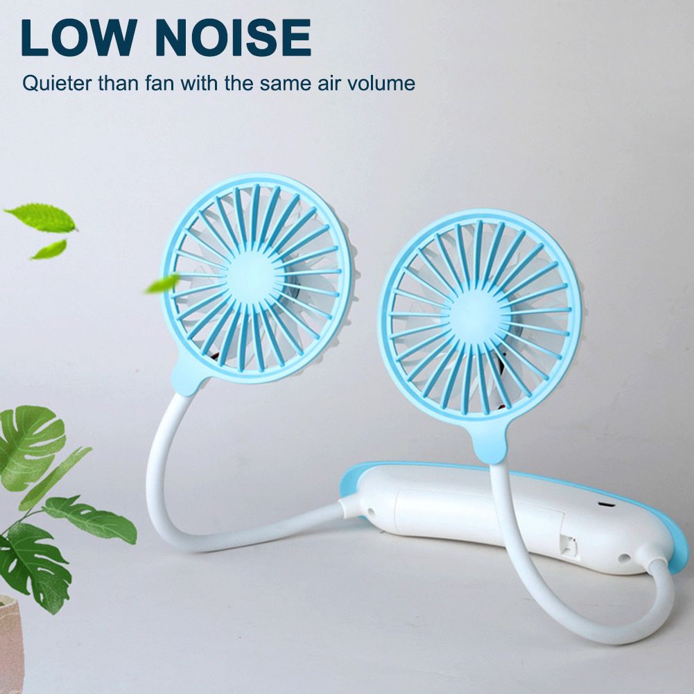 Mini USB portable fan cold fan hands free neck fan hanging rechargeable sports fan 3-speed adjustable neck dual fan Home Office