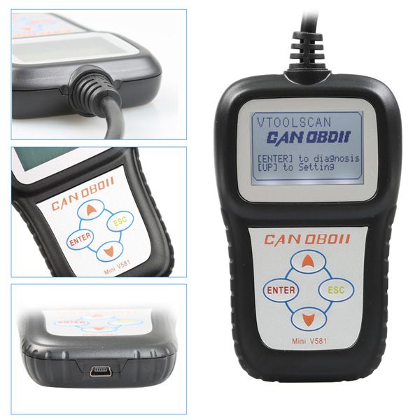 Latest Mini V581 CAN OBDII/EOBD Code Reader Free Online Update With Multilanguage