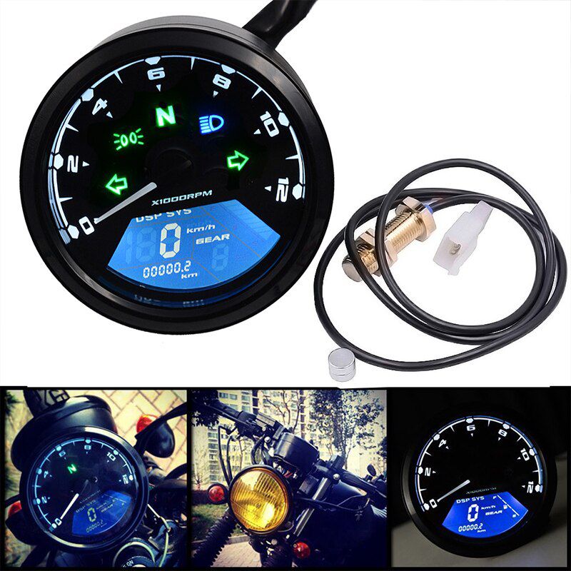 Motorcycle LED Multi-Function Digital Panel Speedometer Night Vision Dial Odometer DC 12V Speedometer Indicator Fuel Tachometer