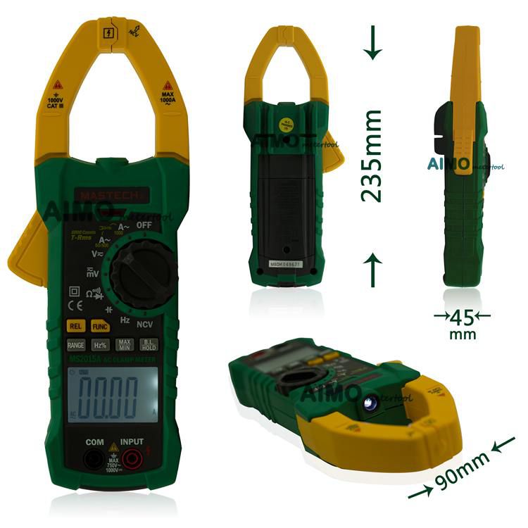 MS2015A  Auto Range Digital AC 1000A Current Clamp Meter True RMS Multimeter Frequency Capacitance Tester NCV