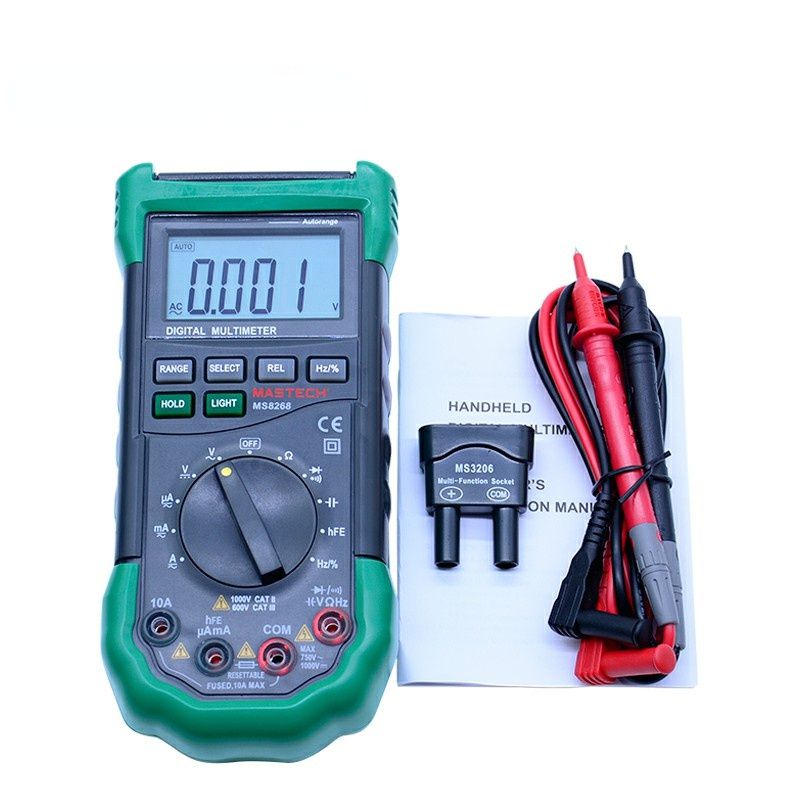 MS8268 Auto Range Digital Multimeter hFE AC DC current voltage meter 4000 counts capacitance diode +Frequency tester