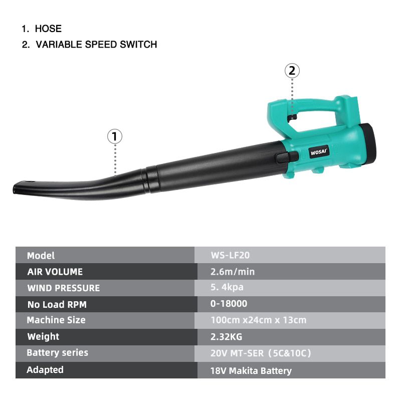 MT-Series Leaf Blower Cordless Line Blower Wind Electric Blower Sweeper Garden Tools For 18V Makita lithium battery