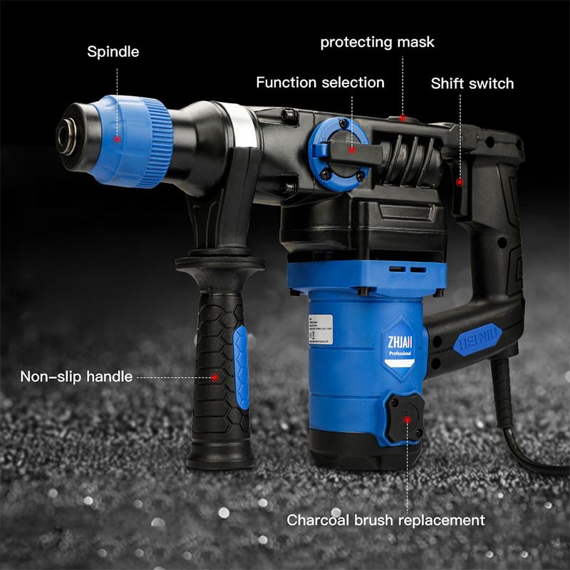 1150W 220V 30MM Multifunctional Rotary Hammer with Box and Accessories Electric Demolition Hammer Impact Drill