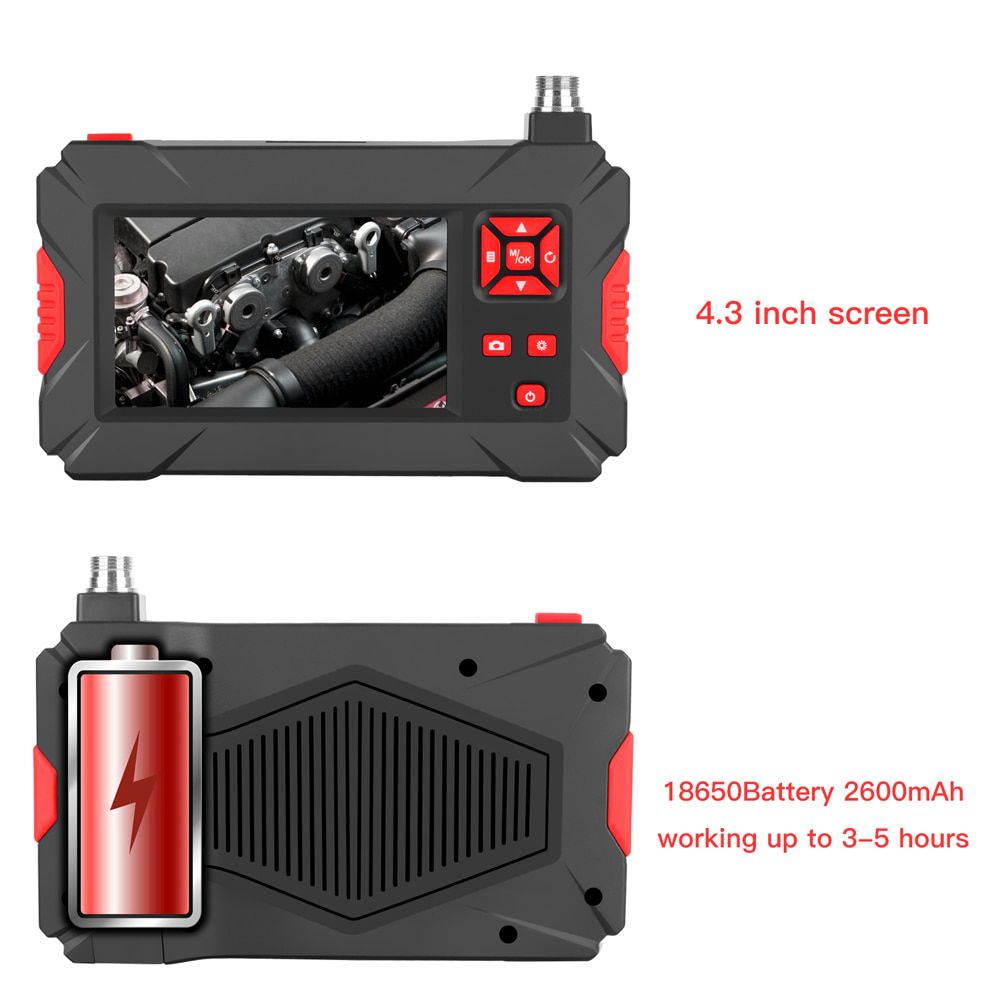 New Dual Lens Industrial Endoscope HD Camera 1080p Boroscope Pipe Inspection Camera  with 4.3 inch Hard cable